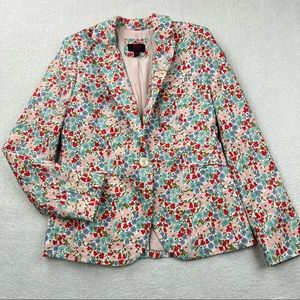 J. Crew Liberty Art Fabrics Floral Blazer Flowers Ruffle Trim Cotton Size 6